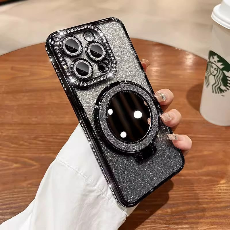 📲✨Étui protecteur pour miroir de maquillage avec support à paillettes dégradées