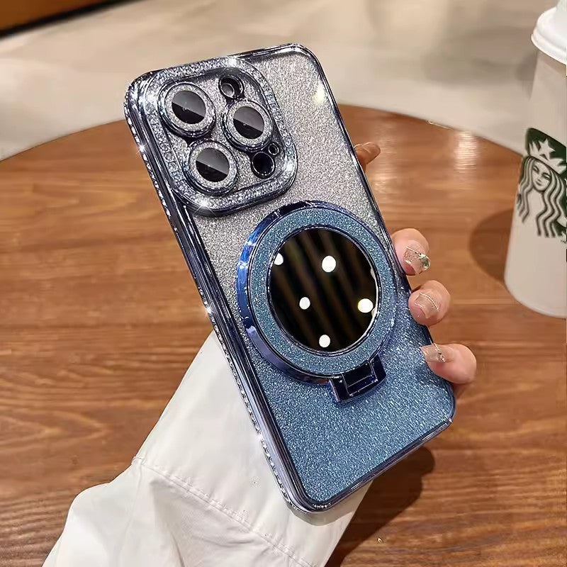 📲✨Étui protecteur pour miroir de maquillage avec support à paillettes dégradées