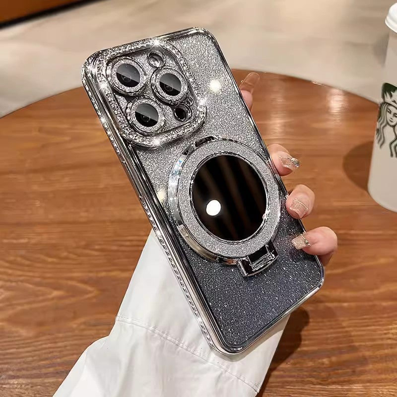 📲✨Étui protecteur pour miroir de maquillage avec support à paillettes dégradées