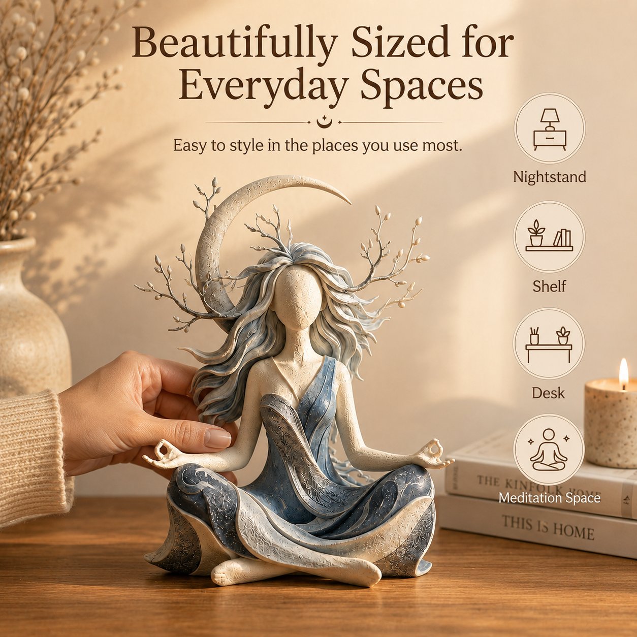 🧘 Sculpture de méditation apaisante | Objet de décoration d'intérieur serein