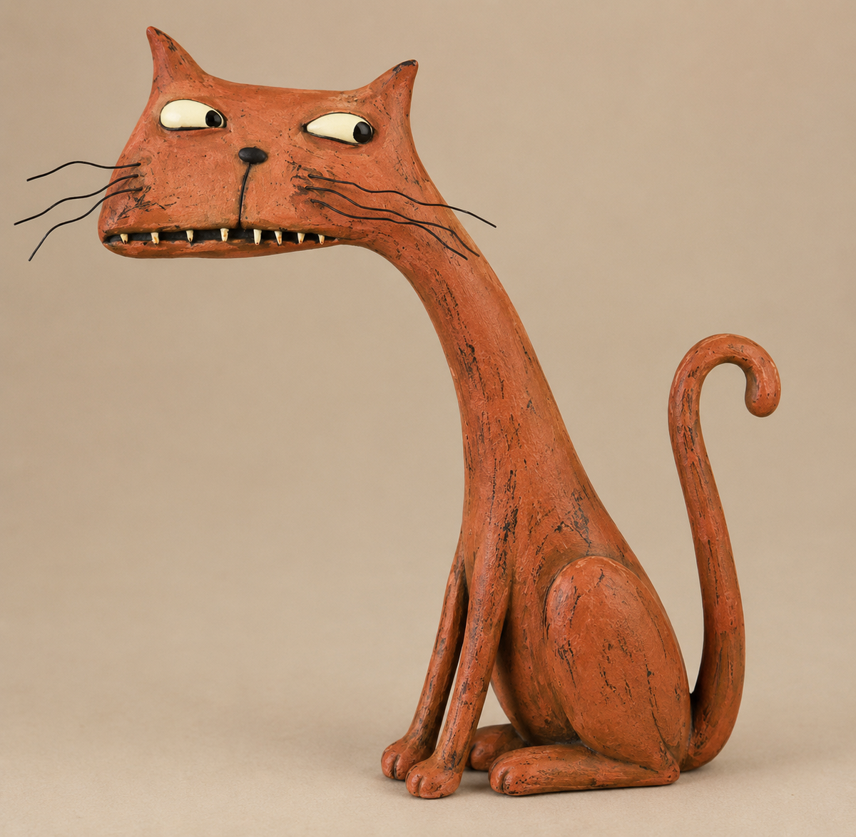 Figurine vintage fantaisiste représentant une souris et un chat