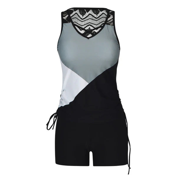 ⏰DERNIER JOUR : 50 % DE RÉDUCTION - Ensemble tankini Miraclesuit pour femme avec soutien-gorge intégré et effet amincissant au niveau du ventre – Maillot de bain bohème flatteur avec short🔥
