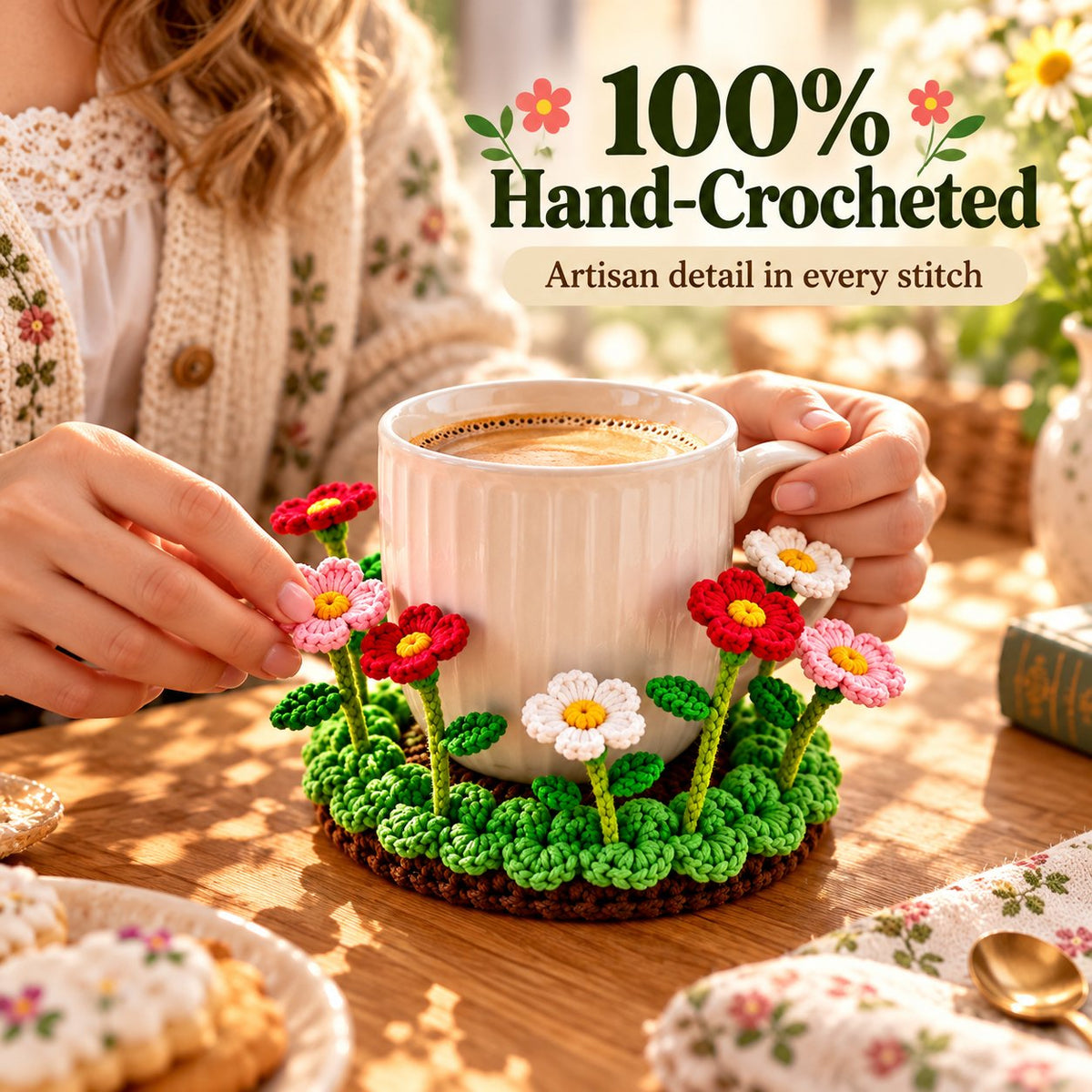 🌸50 % DE RÉDUCTION🌸 Sous-verre floral au crochet fait main | Everlasting Table Art 🌸