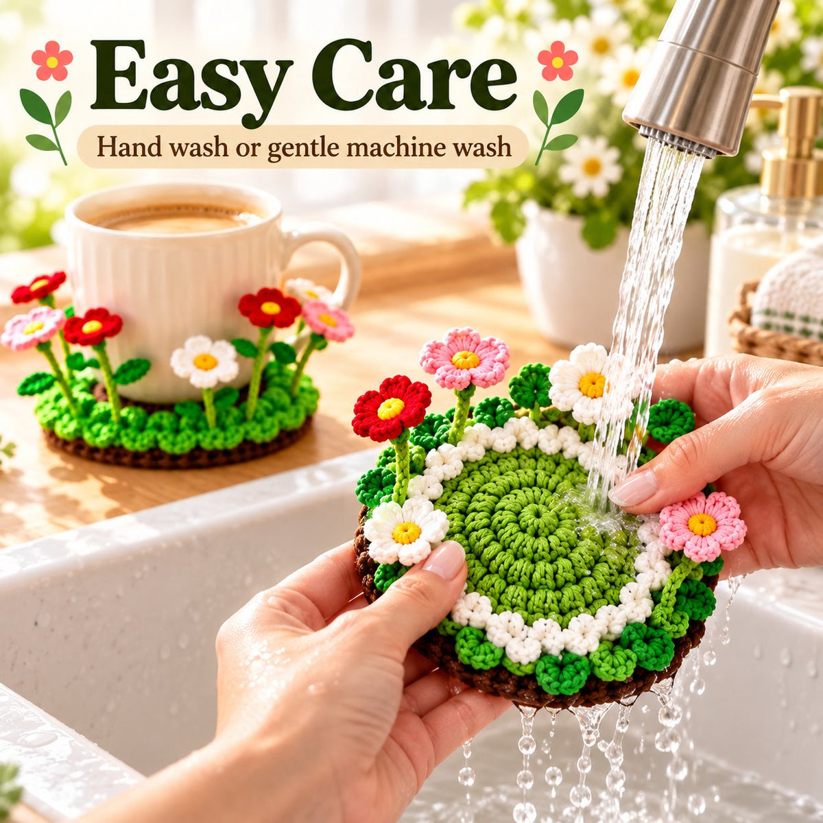 🌸50 % DE RÉDUCTION🌸 Sous-verre floral au crochet fait main | Everlasting Table Art 🌸