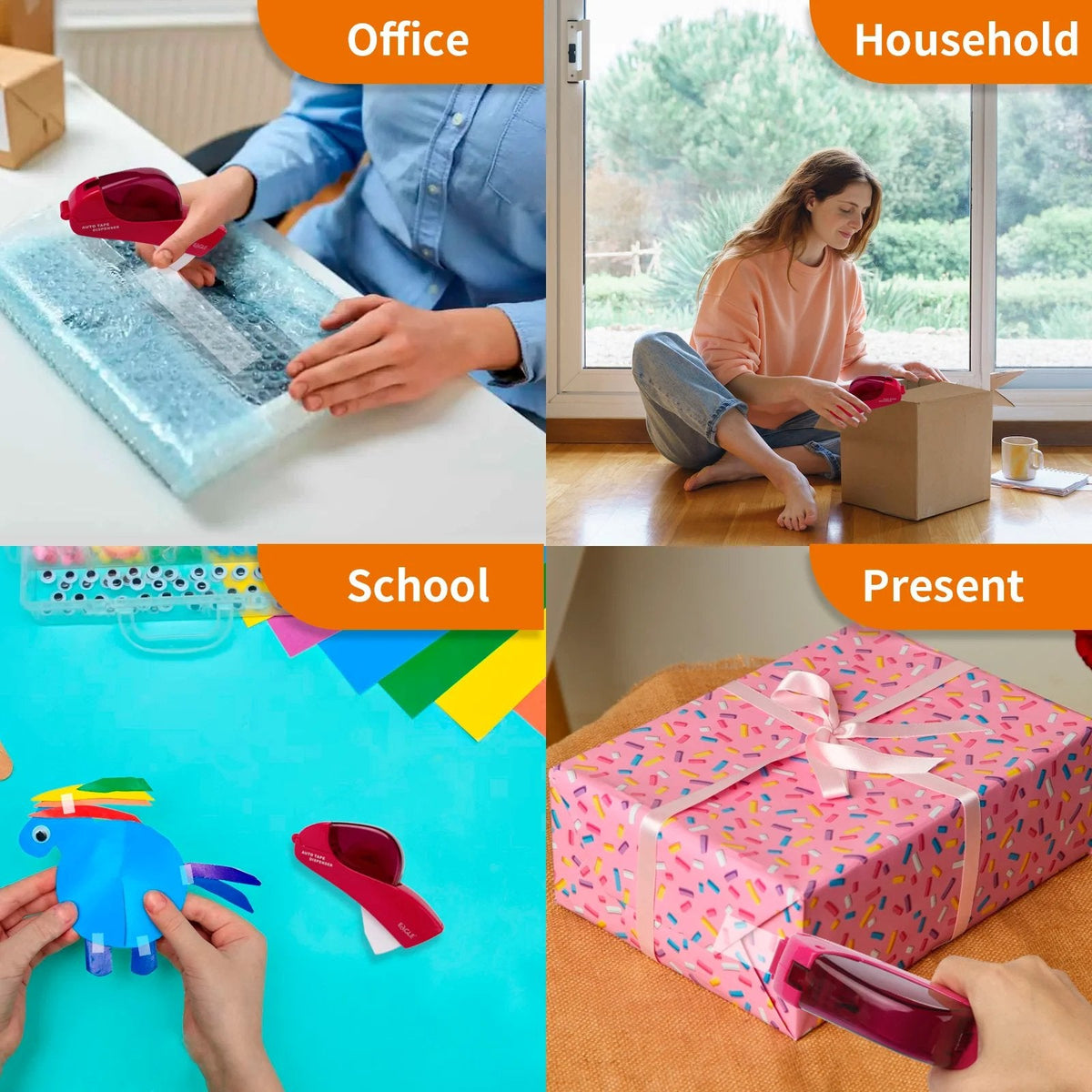 ✂️📦 Dérouleur automatique de ruban adhésif – Emballez d'une seule main !