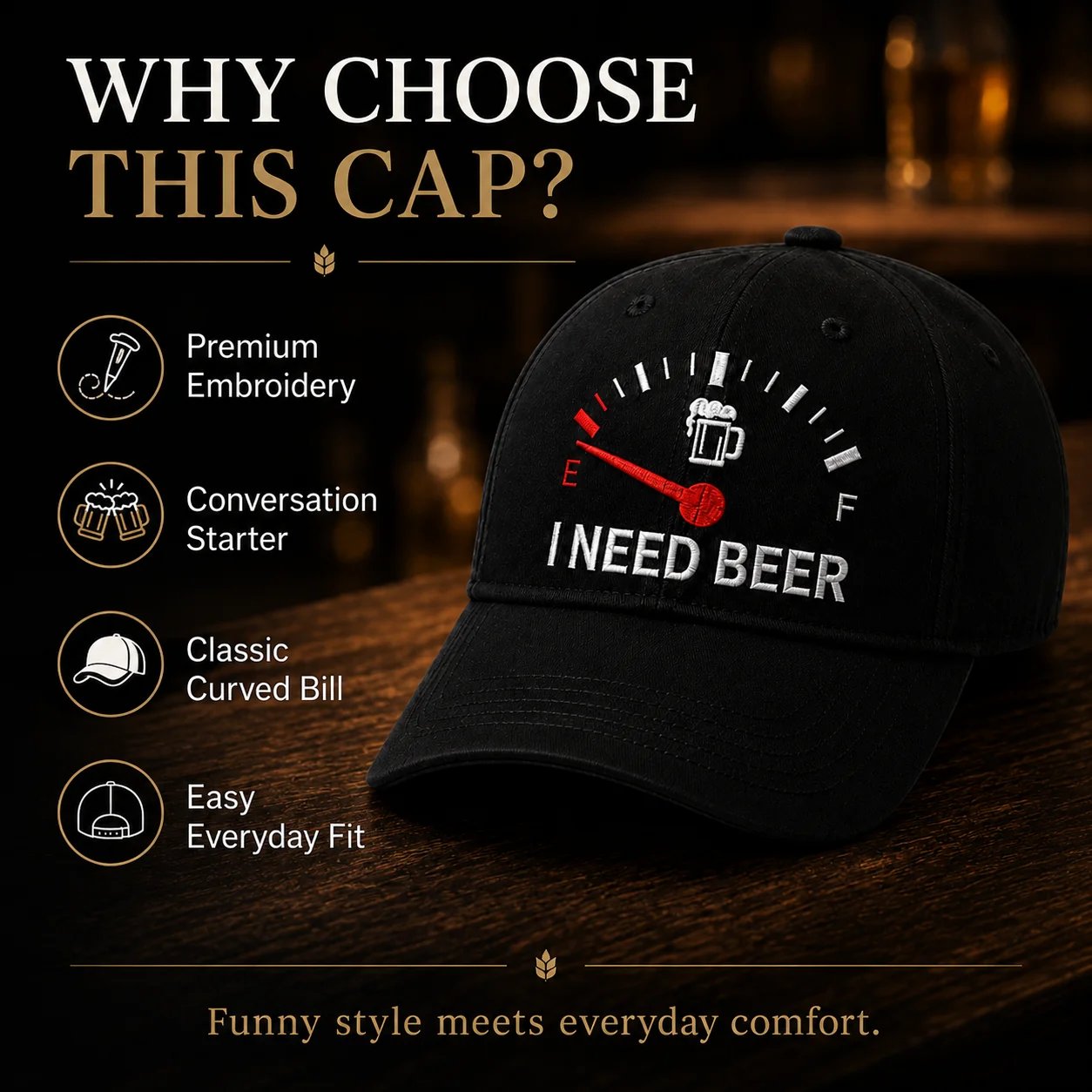 🔥DERNIER JOUR, 50 % DE RÉDUCTION - 🍺 Casquette de baseball brodée « I NEED BEER » – Casquette commémorative unisexe 🧢