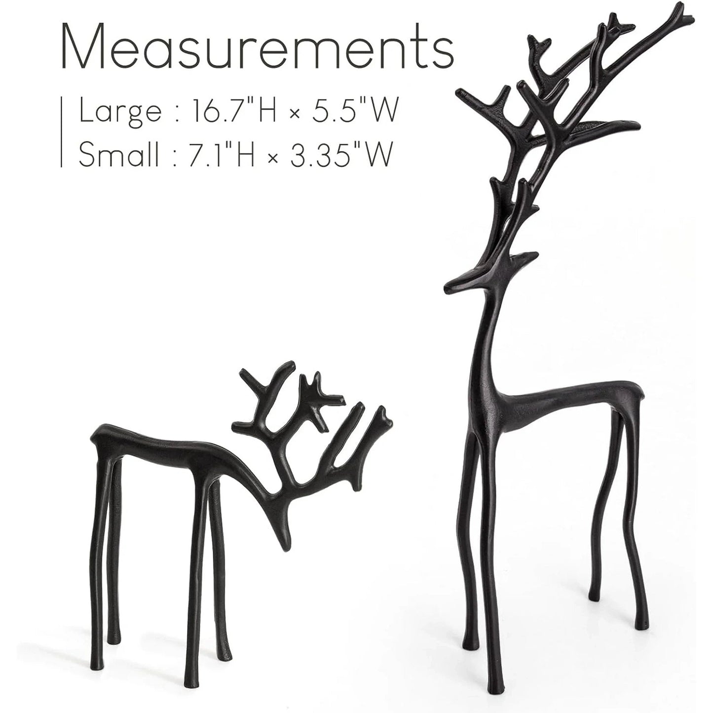 🎅Meilleures ventes de Noël 🦌Ensemble de 2 statues de rennes noirs pour décorations de Noël