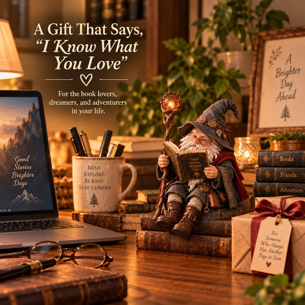 🔥DERNIER JOUR : 50 % DE RÉDUCTION🧙‍♂️ Le gnome érudit errant – Figurine d'un sorcier enchanteur passionné de lecture