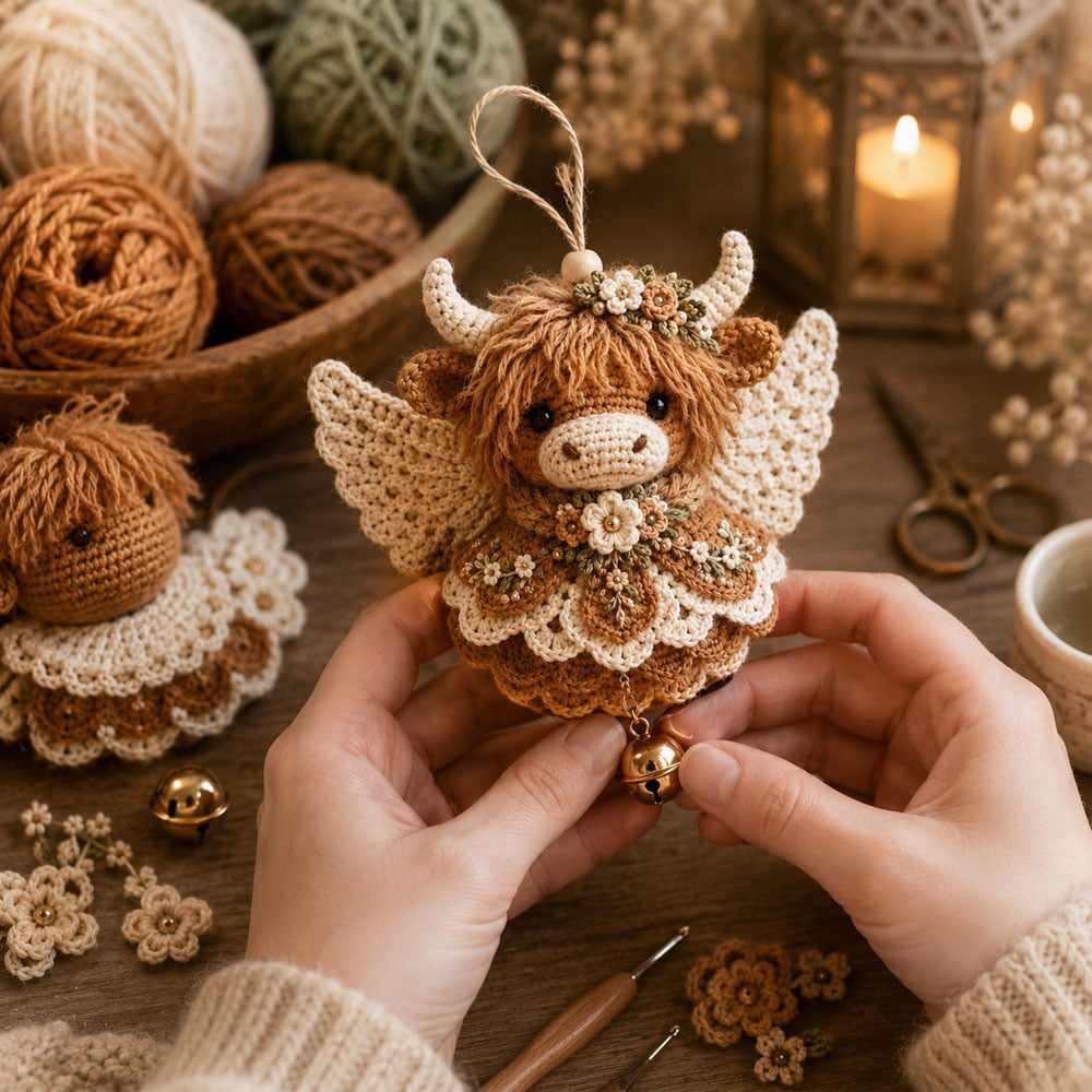 🔥Dernier jour : 50 % DE RÉDUCTION 🪽 Kit de bricolage pour réaliser une décoration de Noël « Animal Angel » au crochet