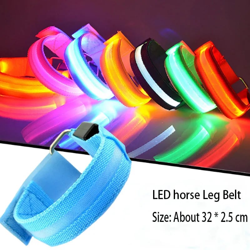 🐎 Sangles de jambe LED pour cheval – Lot de 4 | Feux de sécurité rechargeables pour l'équitation de nuit ✨