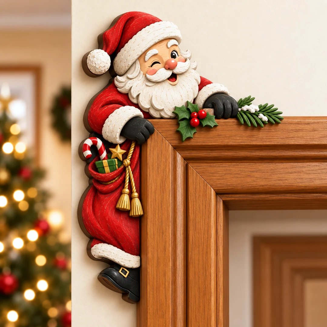 ⏰DERNIER JOUR : 50 % DE RÉDUCTION 🎅 Décoration d'angle pour encadrement de porte « Peekaboo » de Noël
