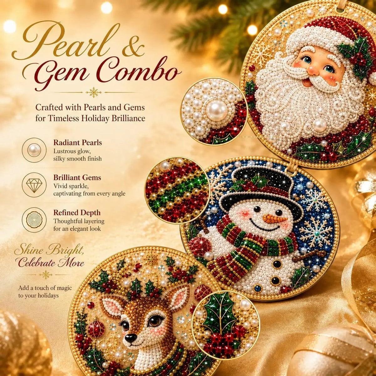 Kit de bricolage de Noël : décorations à réaliser soi-même en peinture diamant – Décorations artisanales à accrocher au sapin de Noël