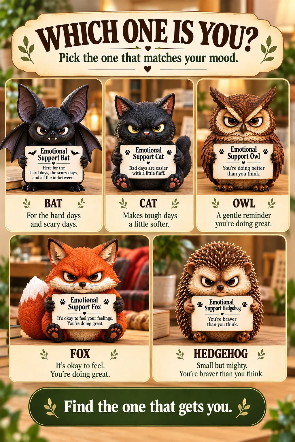 🐾Animaux de soutien émotionnel (5 styles grincheux)