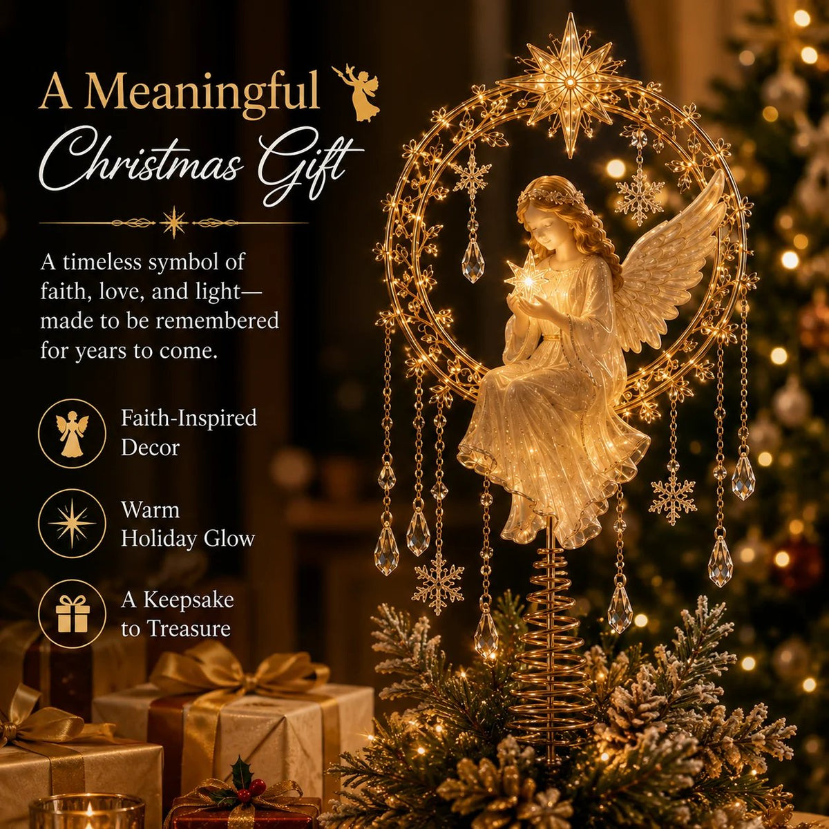 👼 Angel’s Christmas Moon™ – Une lueur céleste pour votre sapin ✨