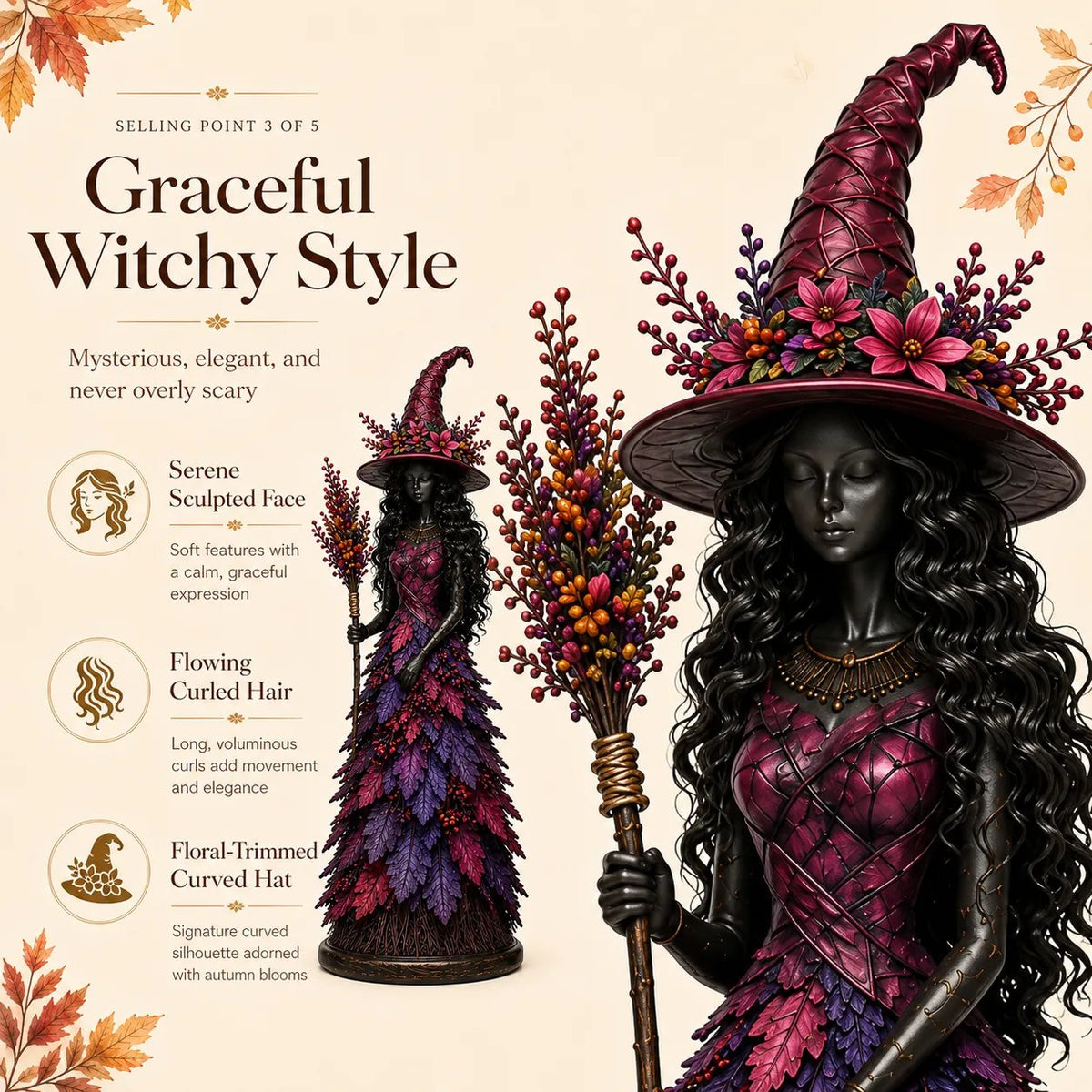 💥DERNIER JOUR : 50 % DE RÉDUCTION - 🧙 Figurine « Sorcière d'automne enchantée » (📦 Achat de 3 articles : livraison gratuite)