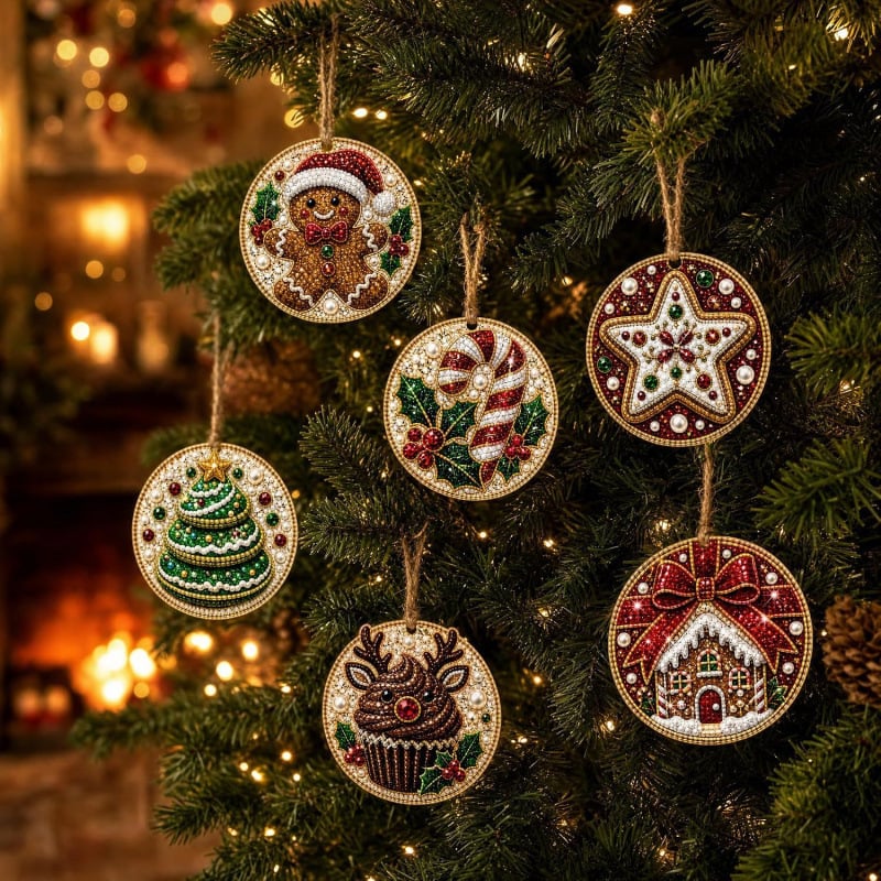 Kit de bricolage de Noël : décorations à réaliser soi-même en peinture diamant – Décorations artisanales à accrocher au sapin de Noël