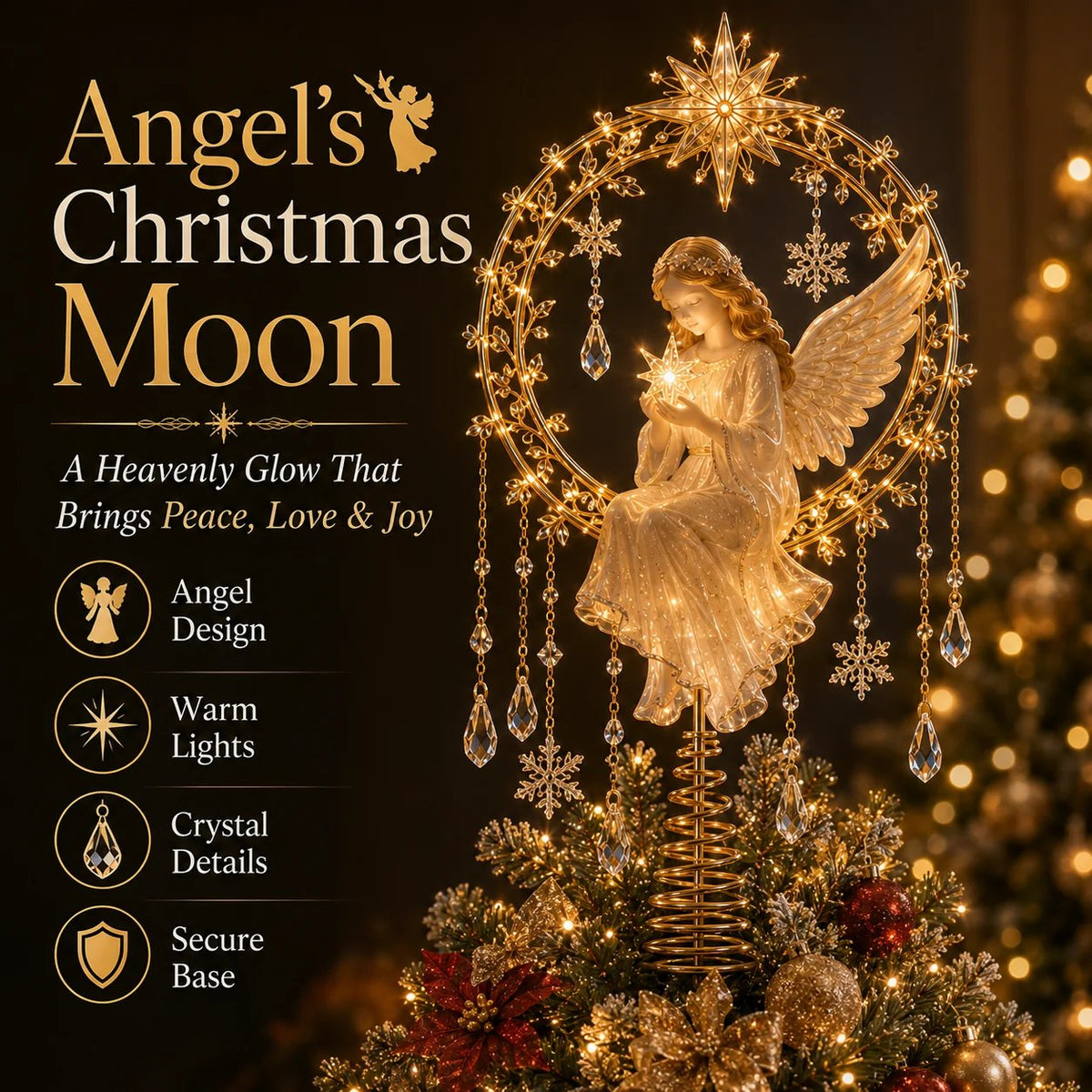 👼 Angel’s Christmas Moon™ – Une lueur céleste pour votre sapin ✨