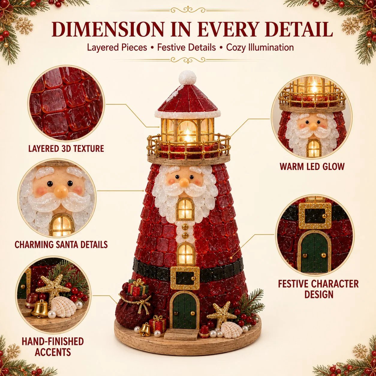 ⏳ Dernier jour : 49 % de réduction – 🎄Collection de kits de phare de Noël illuminés « style verre de mer » à monter soi-même, adaptés aux débutants