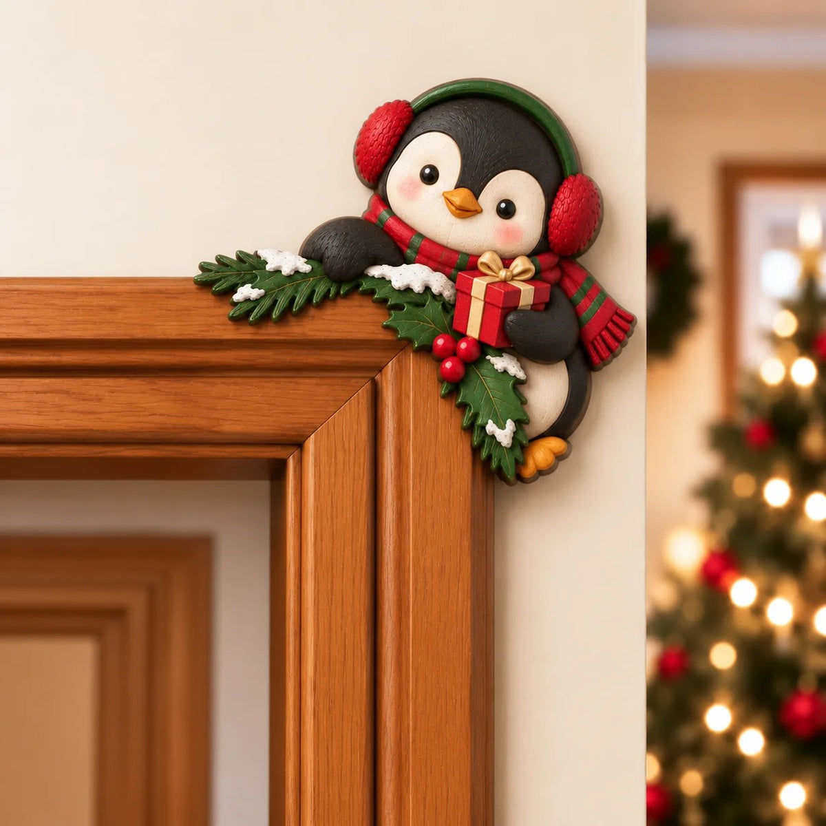 ⏰DERNIER JOUR : 50 % DE RÉDUCTION 🎅 Décoration d'angle pour encadrement de porte « Peekaboo » de Noël