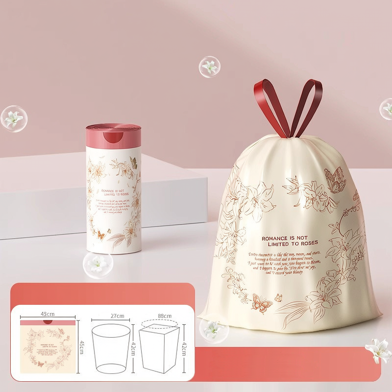 Sac poubelle à motif extra-épais, sans déchirures, avec cordon de serrage