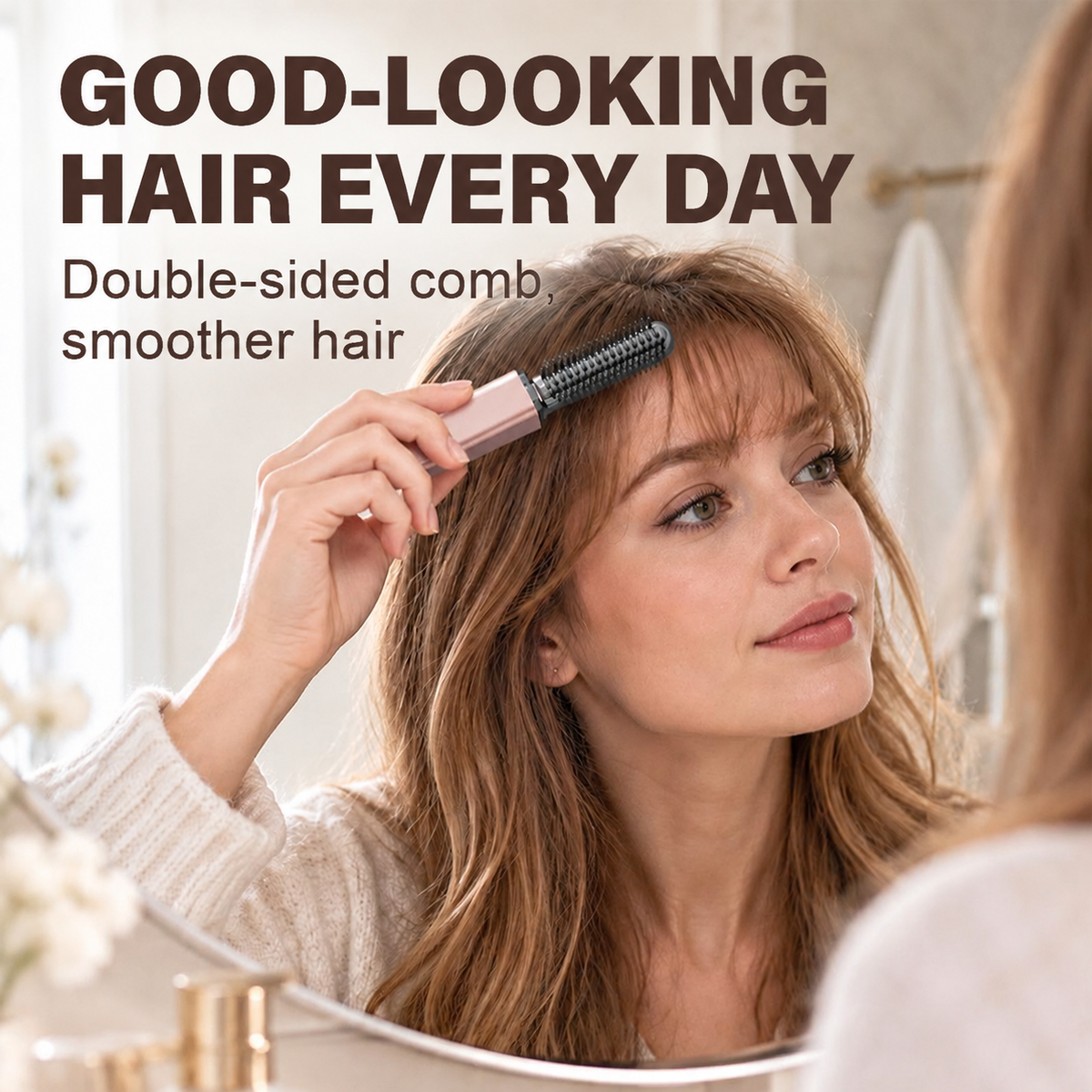 ✨ Peigne chauffant sans fil compact – L'accessoire indispensable pour coiffer votre frange !
