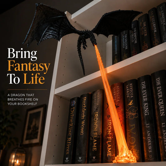 🐉Lampe décorative en forme de dragon cracheur de feu pour étagère + kit d'éclairage LED « flammes »