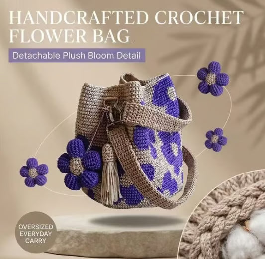 Sac fourre-tout à fleurs au crochet fait main 🌼✨