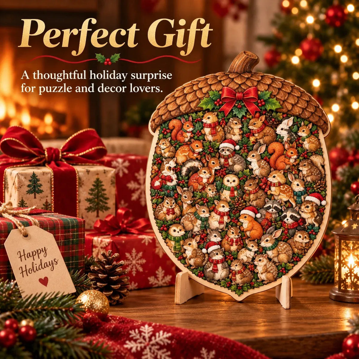 🎄Puzzle de Noël en bois avec support | 9 motifs festifs à assembler et à exposer 🧩