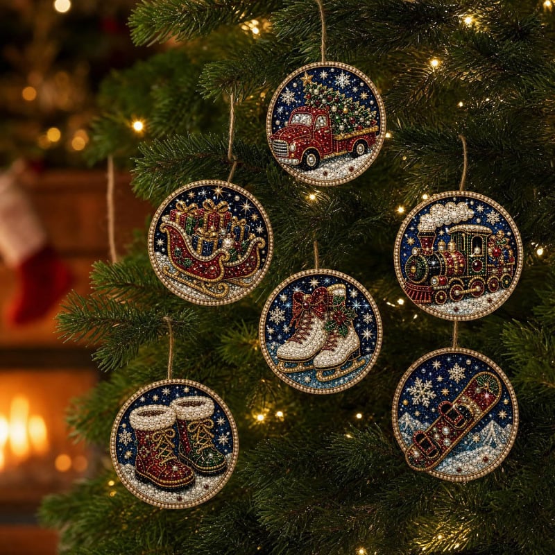 Kit de bricolage de Noël : décorations à réaliser soi-même en peinture diamant – Décorations artisanales à accrocher au sapin de Noël