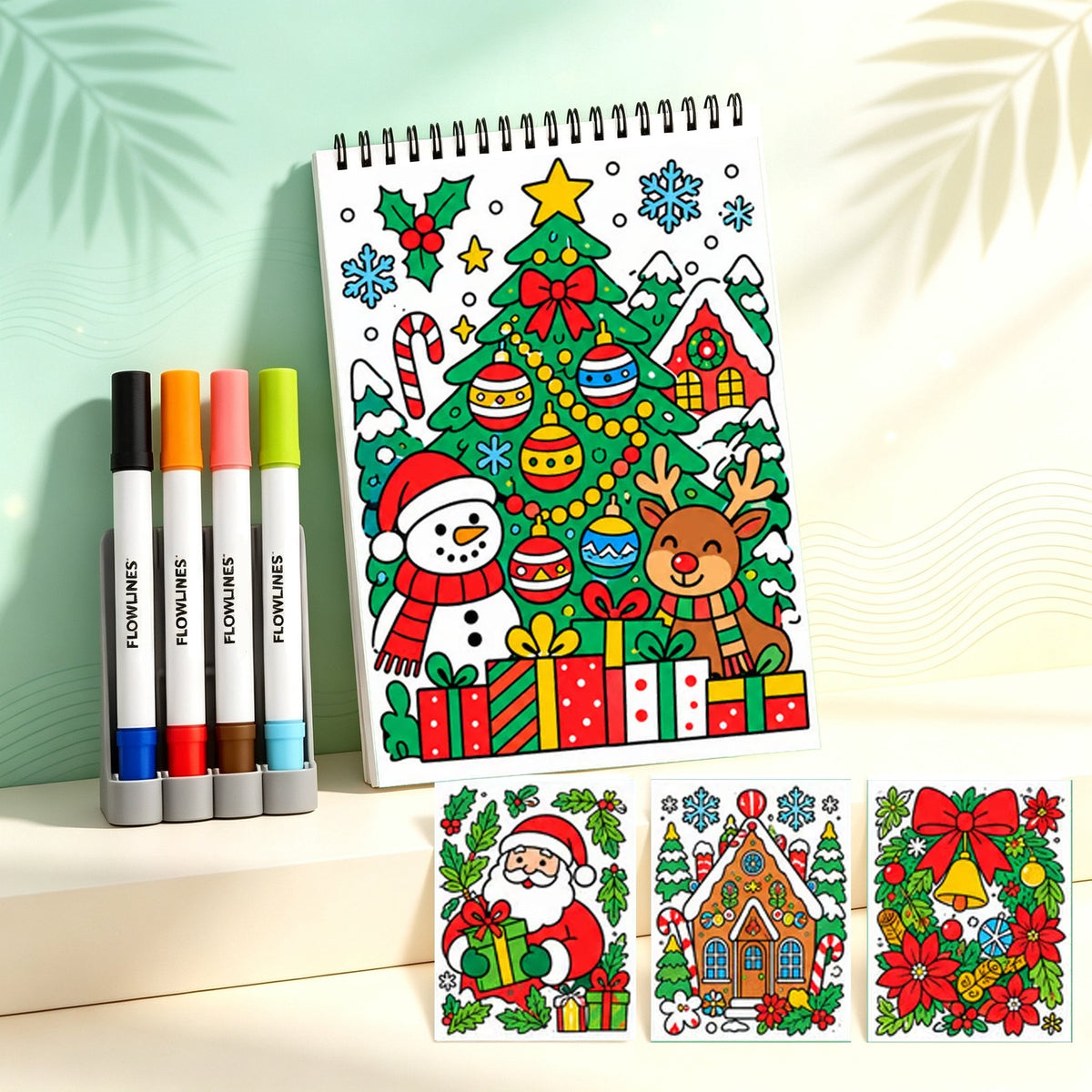 🌿  Cahier de coloriage « Flow Art » avec instructions et feutres double face 🎨