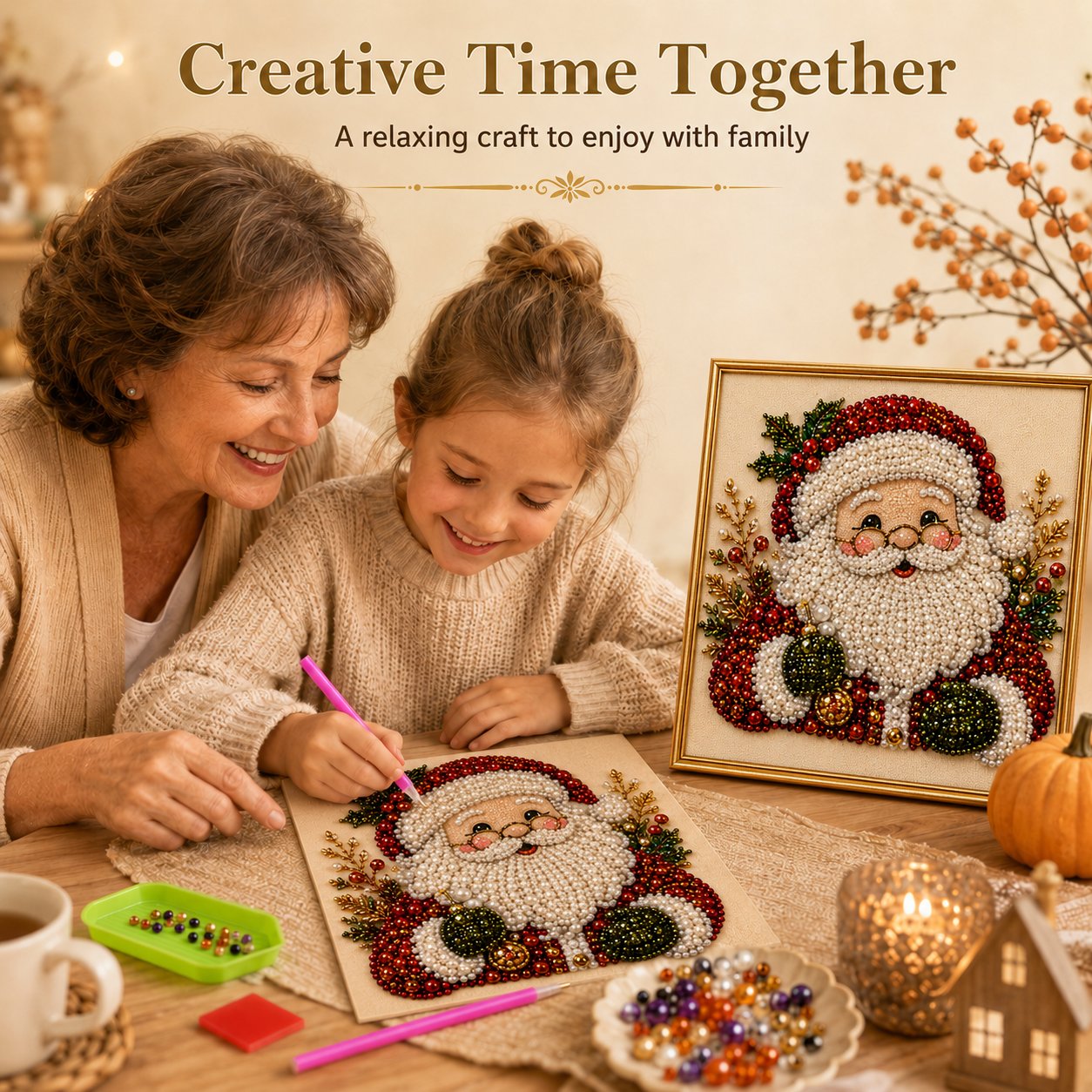 🧘Détendant et adapté aux débutants - 🎨💎Kit de peinture aux perles « Diamond Painting » de Noël à réaliser soi-même