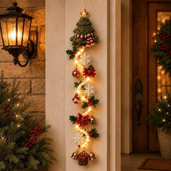 🎄 Accroche-porte de Noël lumineux ✨ Décoration festive pour la maison
