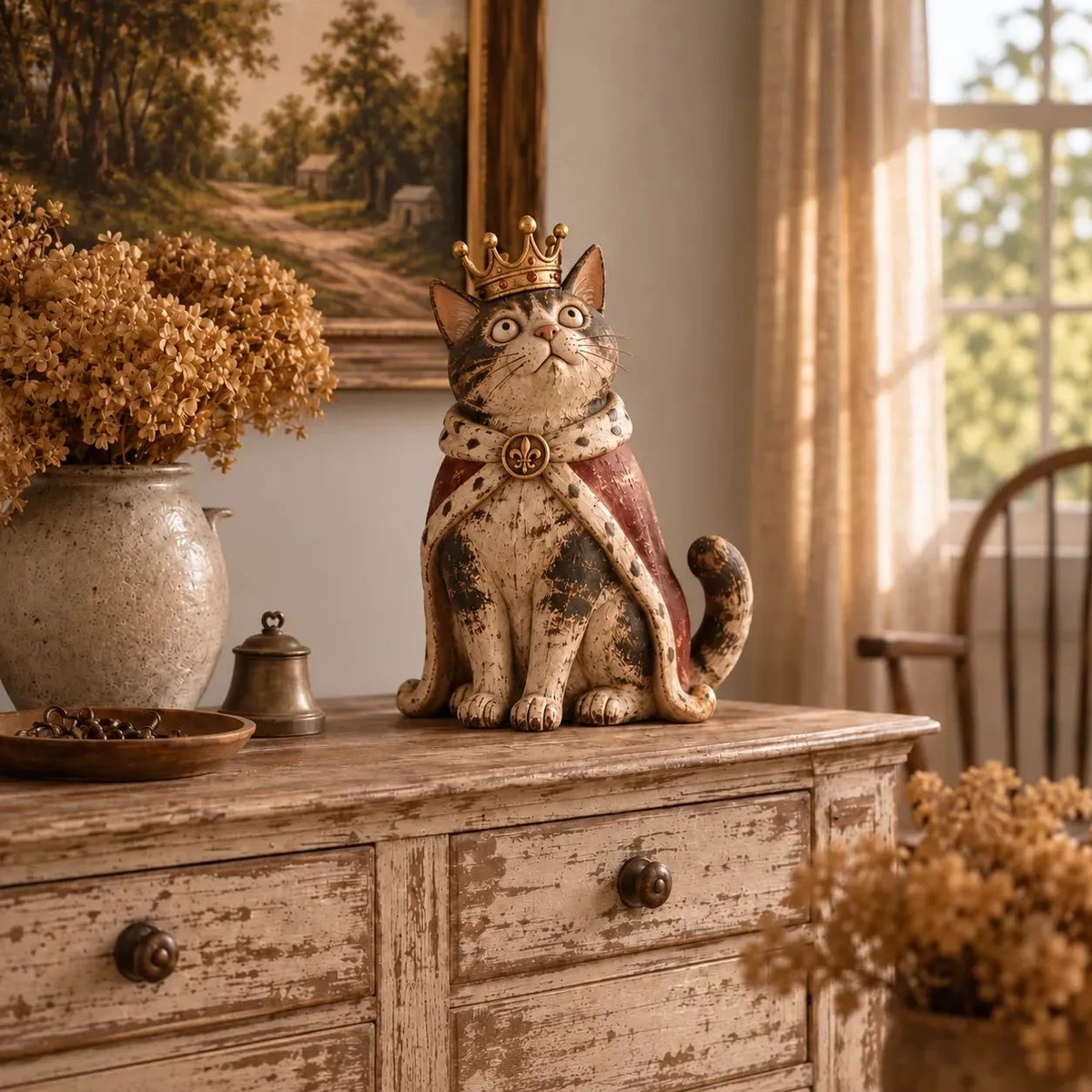👑 Figurines « Medieval Cat Court » | 5 personnages royaux d'inspiration vintage pour les étagères, les cheminées et les collectionneurs de chats 🐈
