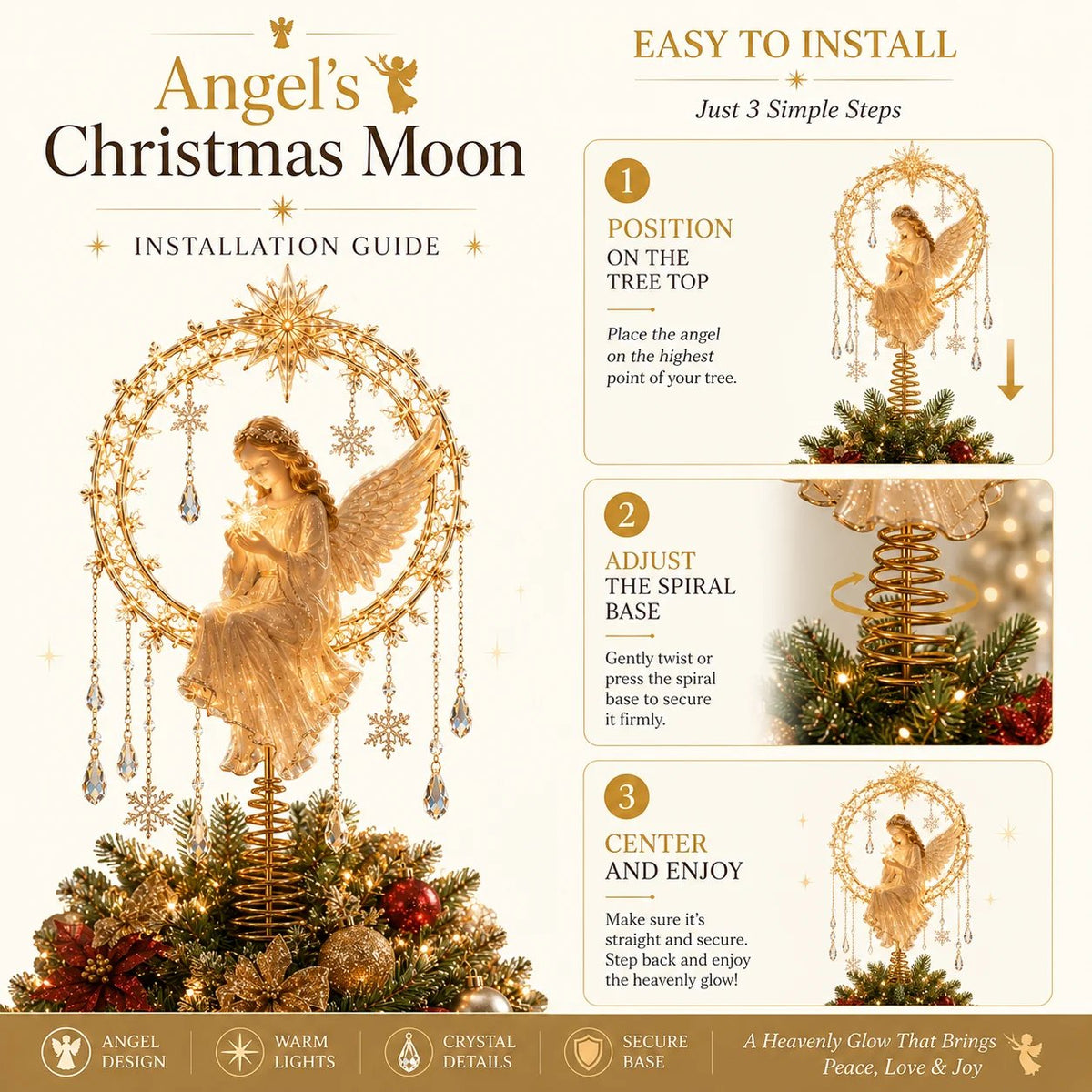 👼 Angel’s Christmas Moon™ – Une lueur céleste pour votre sapin ✨