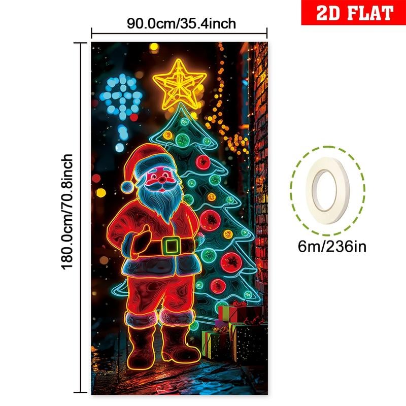 Bannière fluorescente pour porte de Noël