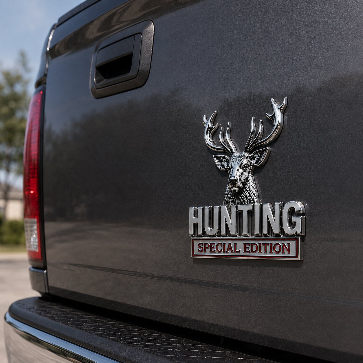 🦌 Emblème « HUNTING » Édition spéciale – Insigne automobile haut de gamme en métal 3D pour les passionnés de chasse