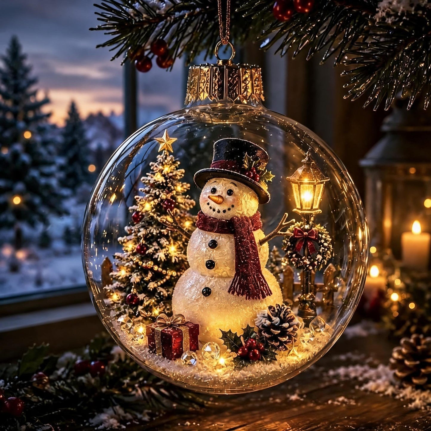 🎄Décoration de Noël lumineuse en forme de diorama – Un petit monde hivernal dans la paume de votre main👼