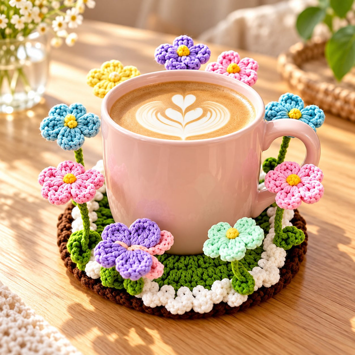 🌸50 % DE RÉDUCTION🌸 Sous-verre floral au crochet fait main | Everlasting Table Art 🌸