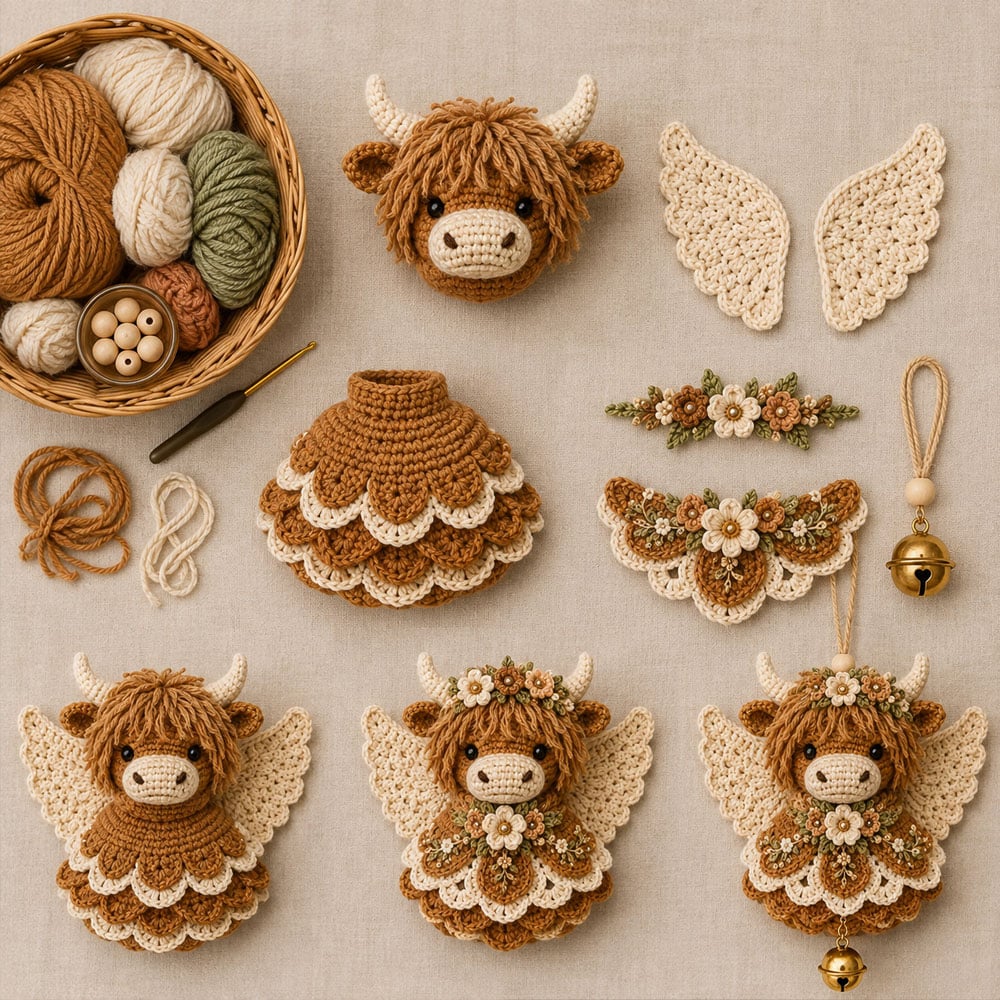 🔥Dernier jour : 50 % DE RÉDUCTION 🪽 Kit de bricolage pour réaliser une décoration de Noël « Animal Angel » au crochet