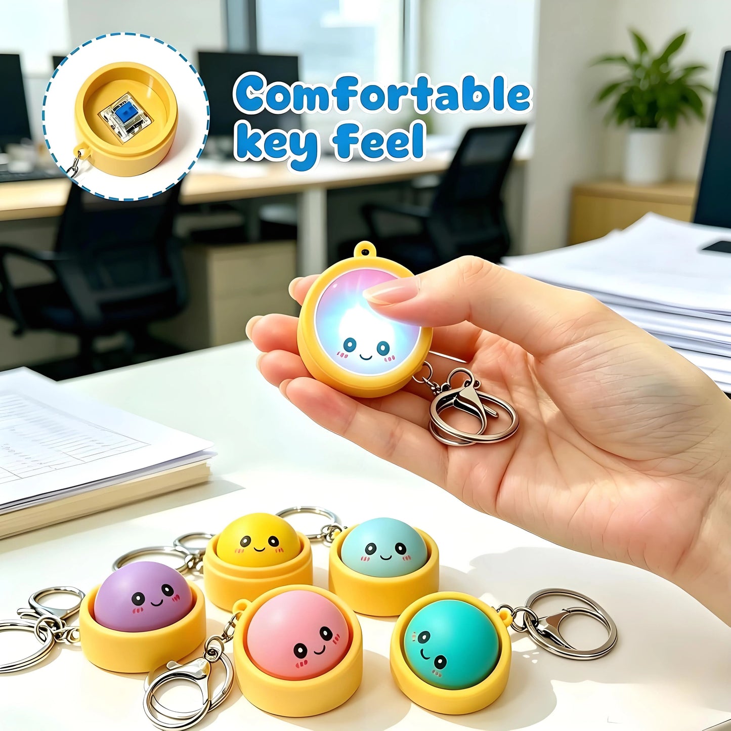 🔥  Porte-clés anti-stress « Cute Dumpling » à presser – lumière tactile