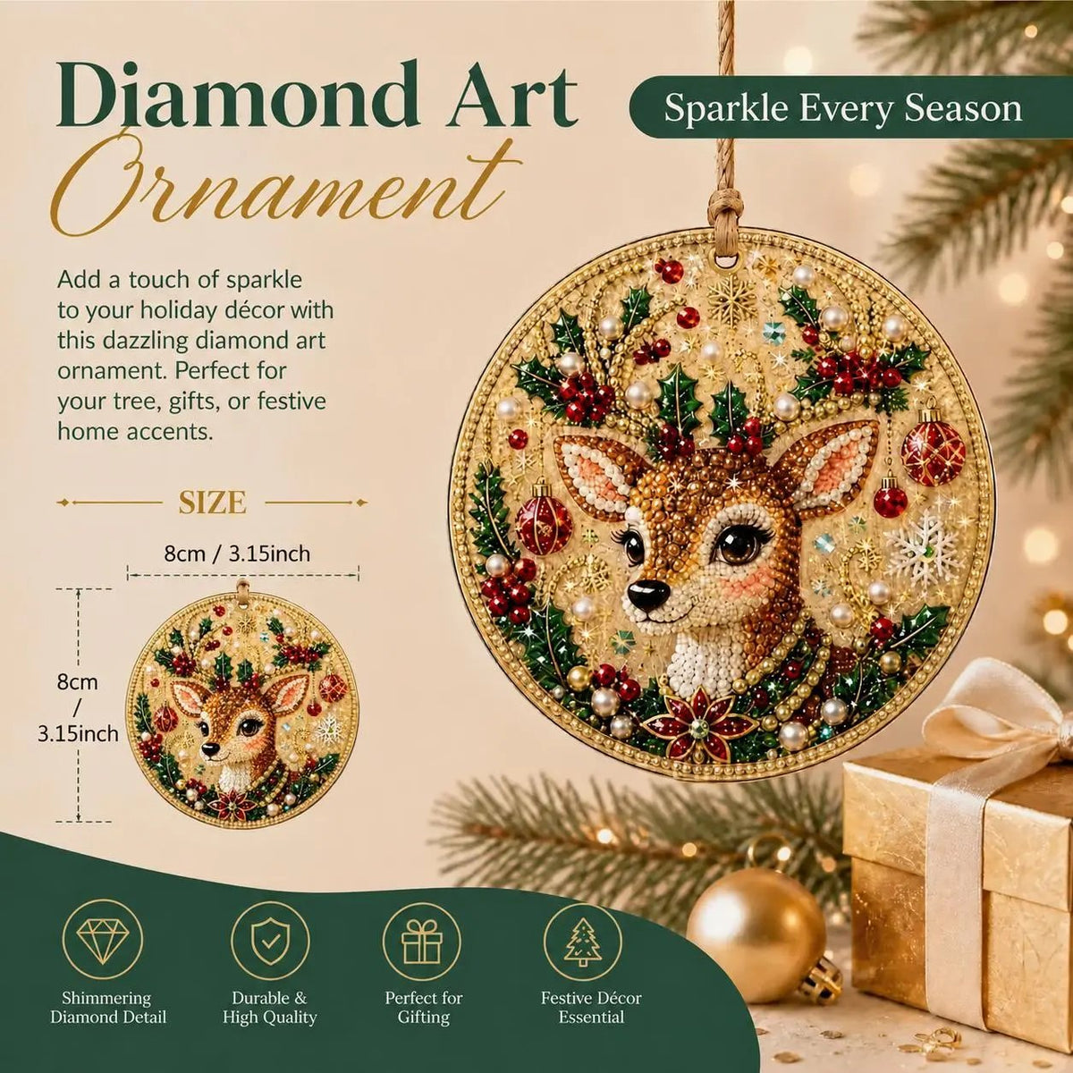 Kit de bricolage de Noël : décorations à réaliser soi-même en peinture diamant – Décorations artisanales à accrocher au sapin de Noël