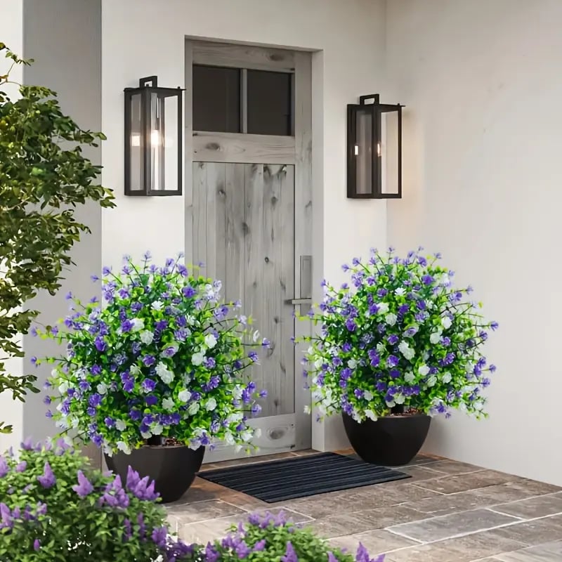 🌸Arbres artificiels en pot avec piquets de fixation au sol