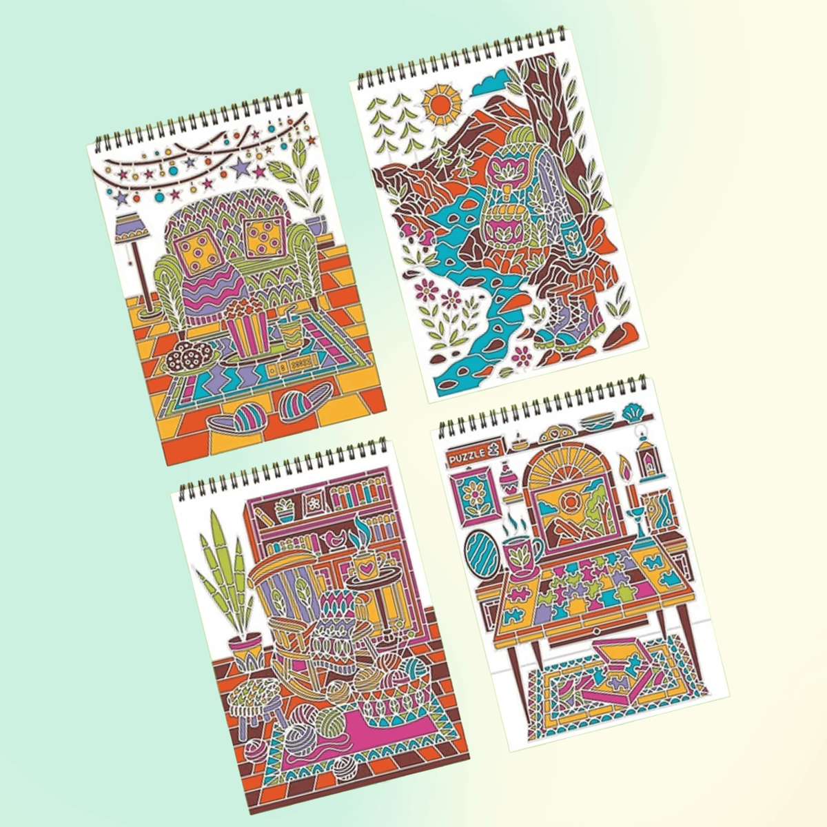 🌿  Cahier de coloriage « Flow Art » avec instructions et feutres double face 🎨