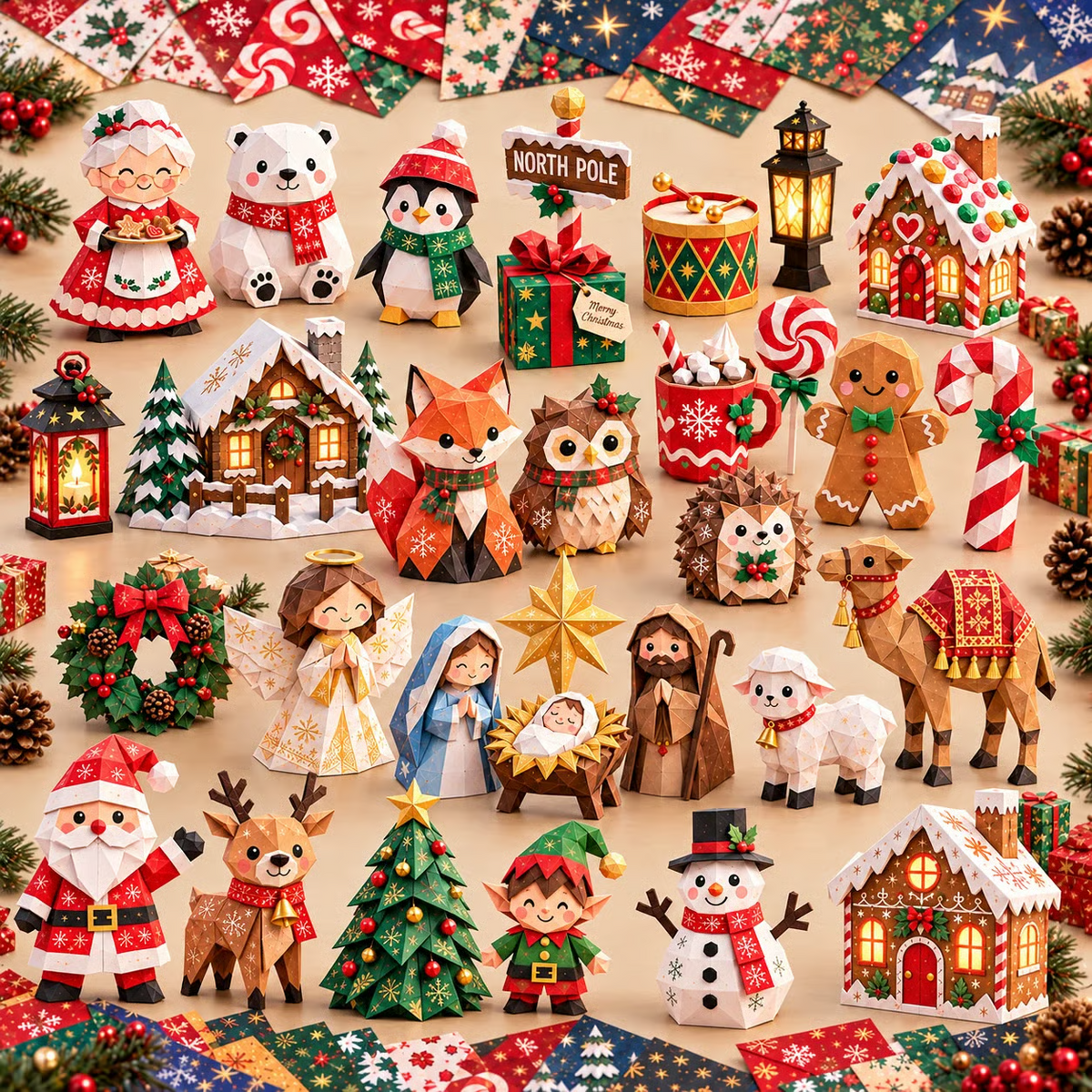 🎄Kit de bricolage de Noël en papier – 250 feuilles, 5 thèmes festifs🌟