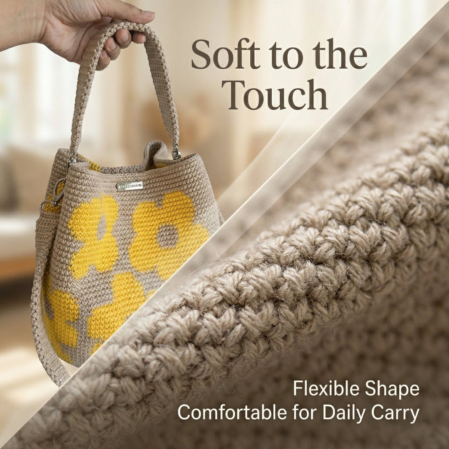 Sac fourre-tout à fleurs au crochet fait main 🌼✨