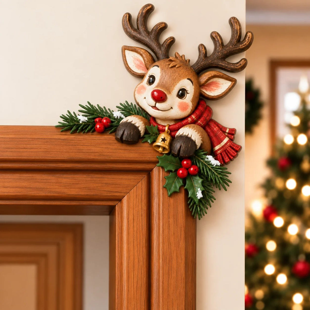 ⏰DERNIER JOUR : 50 % DE RÉDUCTION 🎅 Décoration d'angle pour encadrement de porte « Peekaboo » de Noël