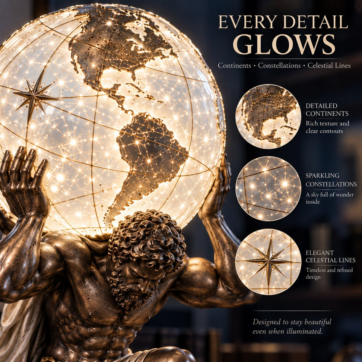 🌍 Lampe « Atlas » en forme de globe terrestre lumineux 🌌