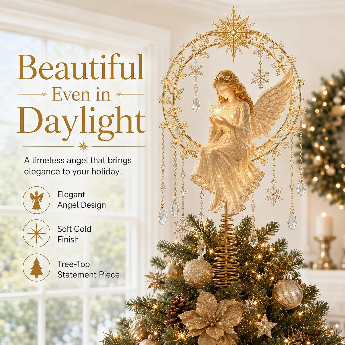 👼 Angel’s Christmas Moon™ – Une lueur céleste pour votre sapin ✨