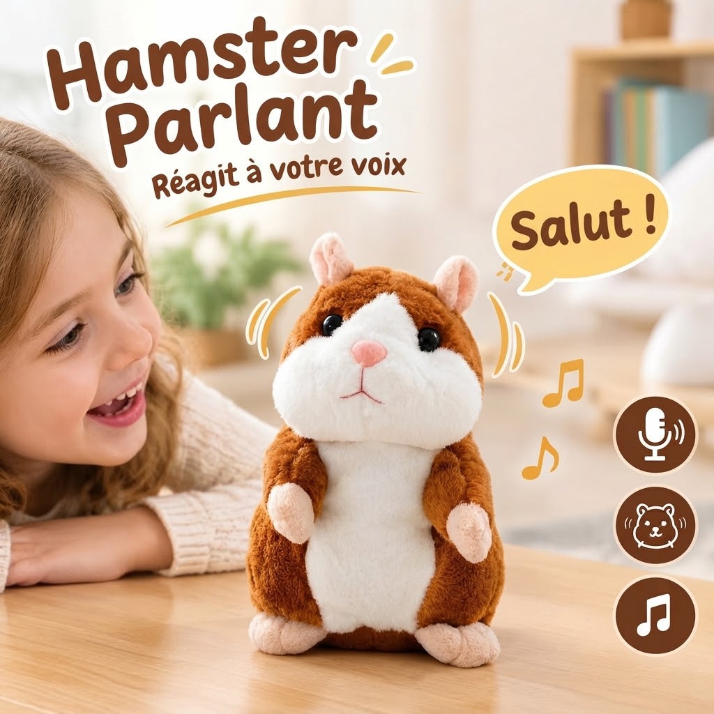 Peluche hamster parlante qui vous imite et secoue la tête