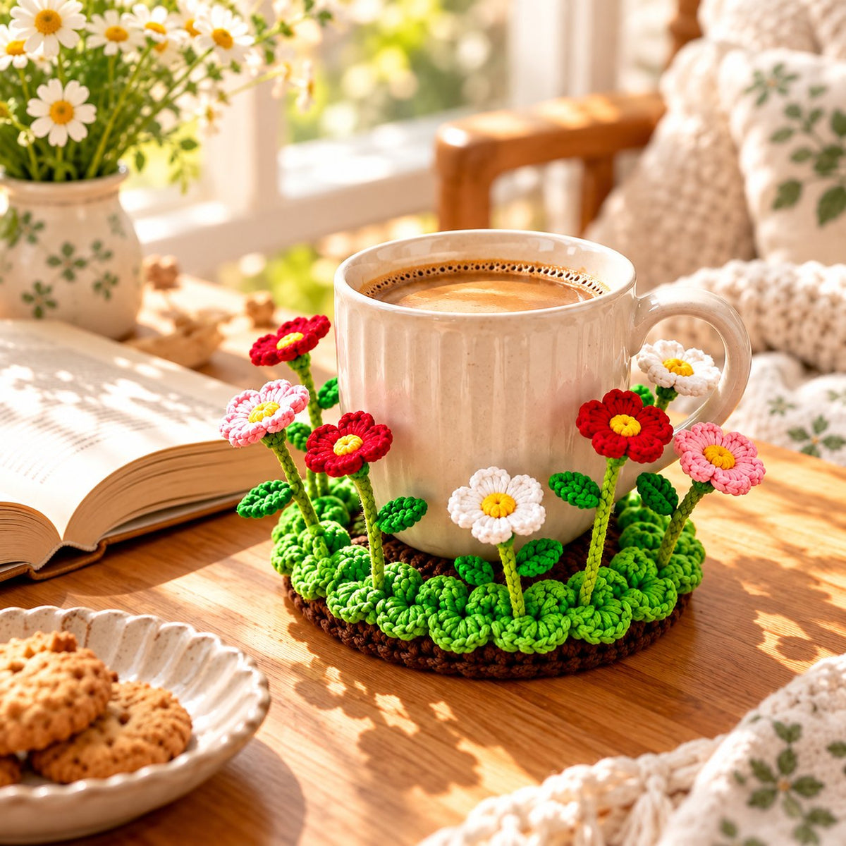 🌸50 % DE RÉDUCTION🌸 Sous-verre floral au crochet fait main | Everlasting Table Art 🌸